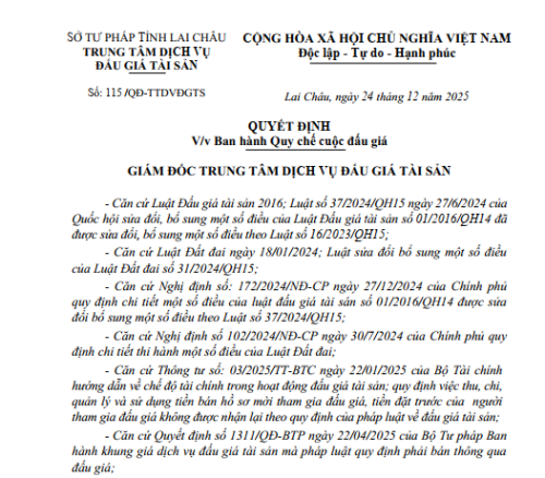 Quy chế cuộc đấu giá