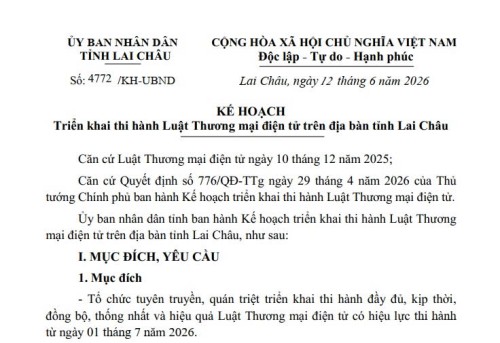 Triển khai thi hành Luật Thương mại điện tử trên địa bàn tỉnh Lai Châu