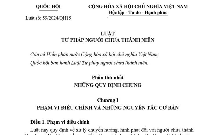 Một số nội dung chính của Luật Tư pháp người chưa thành niên năm 2024