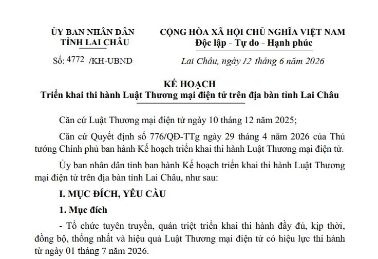 Triển khai thi hành Luật Thương mại điện tử trên địa bàn tỉnh Lai Châu