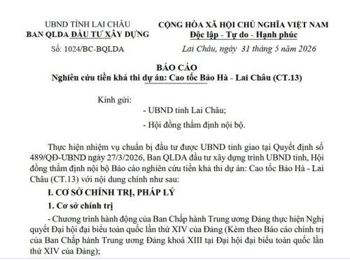 Báo cáo nghiên cứu tiền khả thi dự án: Cao tốc Bảo Hà - Lai Châu (CT.13