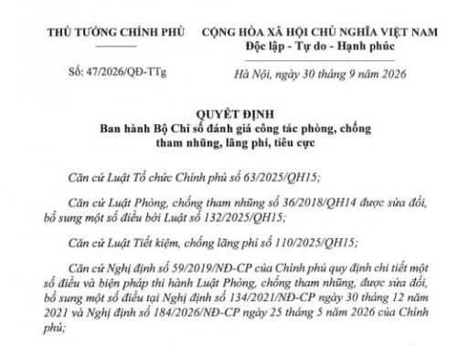 Bước đột phá trong đánh giá công tác phòng, chống tham nhũng, lãng phí, tiêu cực: thước đo mới cho trách nhiệm và hiệu quả thực thi